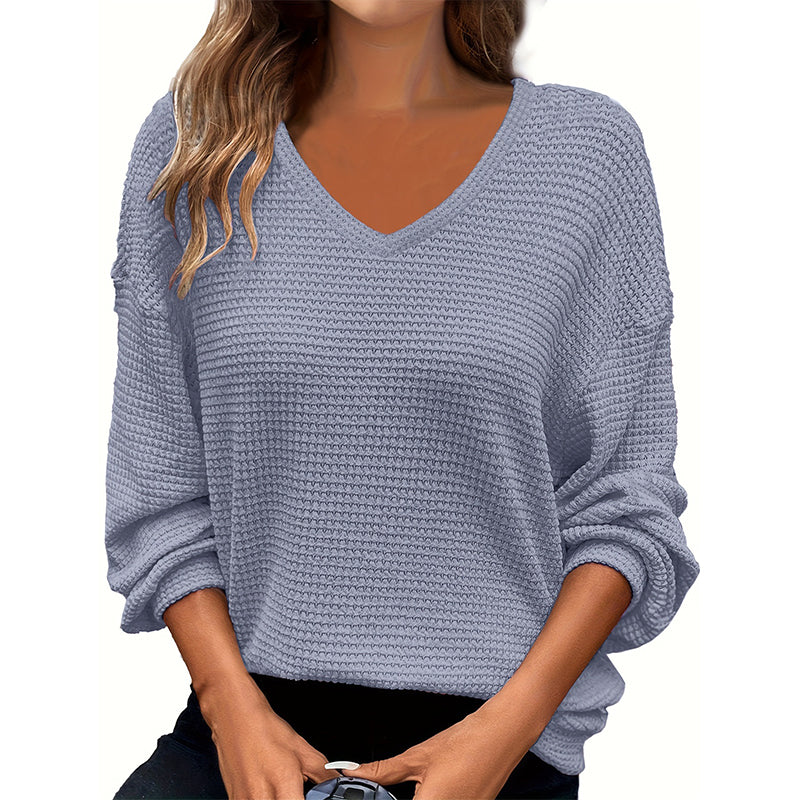 🌸LAST DAY SPECIAL PRICE!!🌸Women's Casual V-Neck Waffle Knit Top