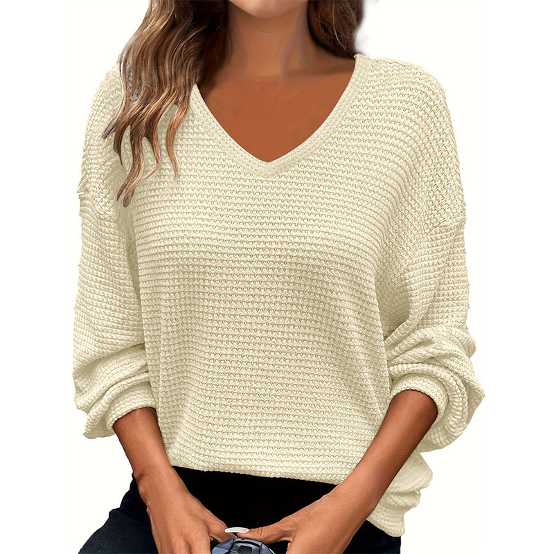 🌸LAST DAY SPECIAL PRICE!!🌸Women's Casual V-Neck Waffle Knit Top