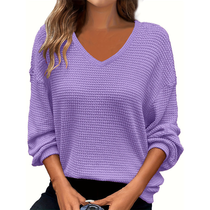 🌸LAST DAY SPECIAL PRICE!!🌸Women's Casual V-Neck Waffle Knit Top