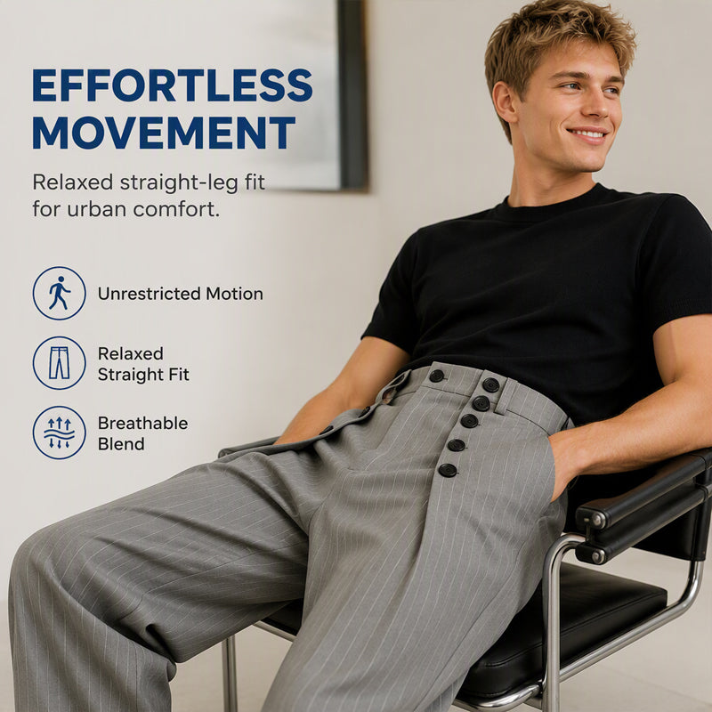 🎉The Lowest Price But The Best Quality!🔥Men's Chic High-Waisted Double-Breasted Drape Pants