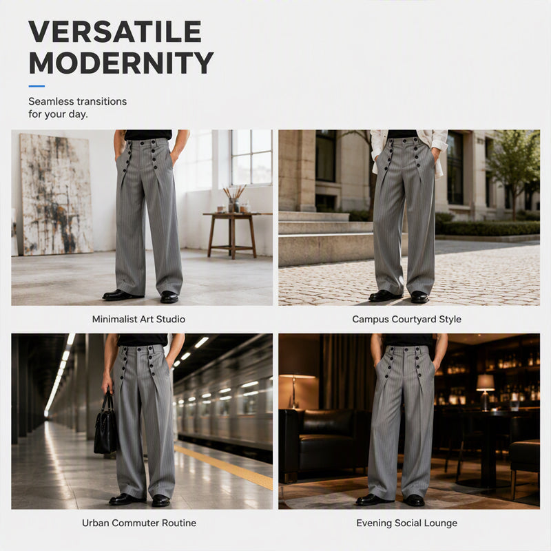 🎉The Lowest Price But The Best Quality!🔥Men's Chic High-Waisted Double-Breasted Drape Pants