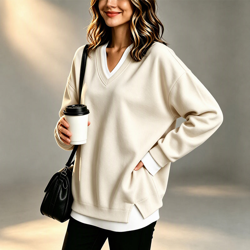 Women's Layered-Look V-Neck Sweatshirt