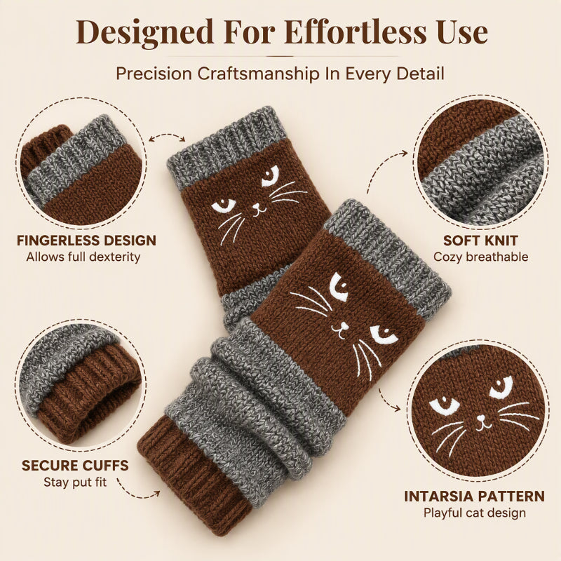 ❄️Black Friday Sale 50% OFF!!🐱Winter Warm Half Finger Knitted Gloves