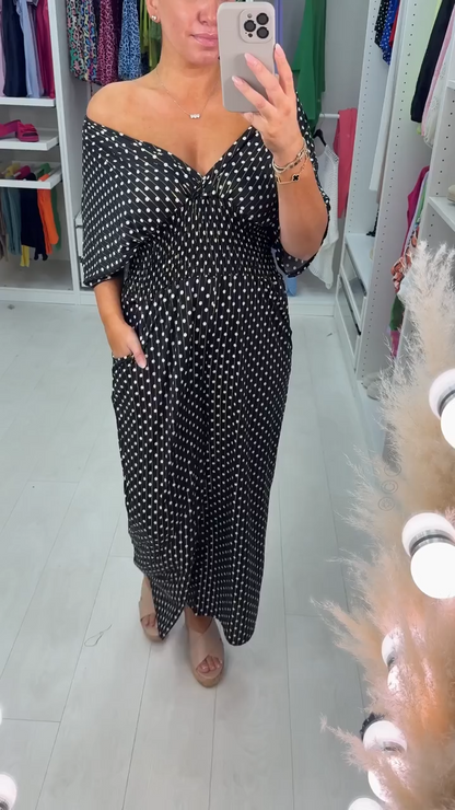 🎉48% OFF🔥 Polka Dot Printed Elastic Waist Jumpsuit