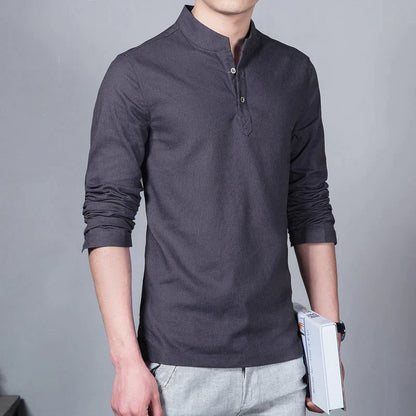 Casual Long Sleeves Cotton Linen Shirt For Men