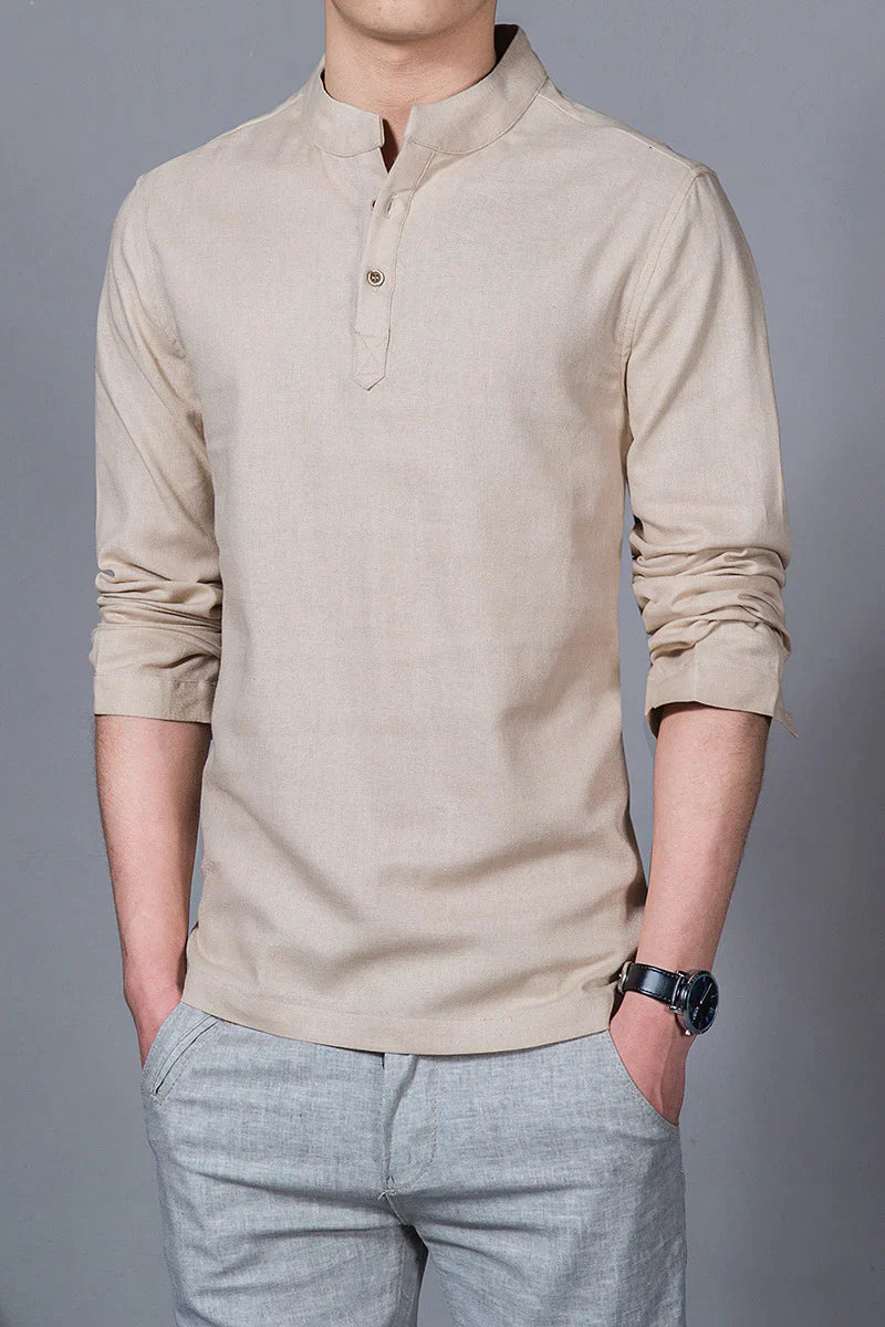 Casual Long Sleeves Cotton Linen Shirt For Men