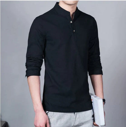 Casual Long Sleeves Cotton Linen Shirt For Men