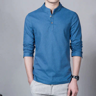 Casual Long Sleeves Cotton Linen Shirt For Men