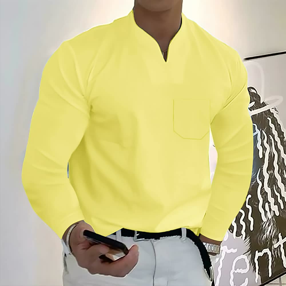 ✨New Arrival Sale - 49% OFF Men's Casual Solid Color Long Sleeve Cotton T-Shirt With Pocket