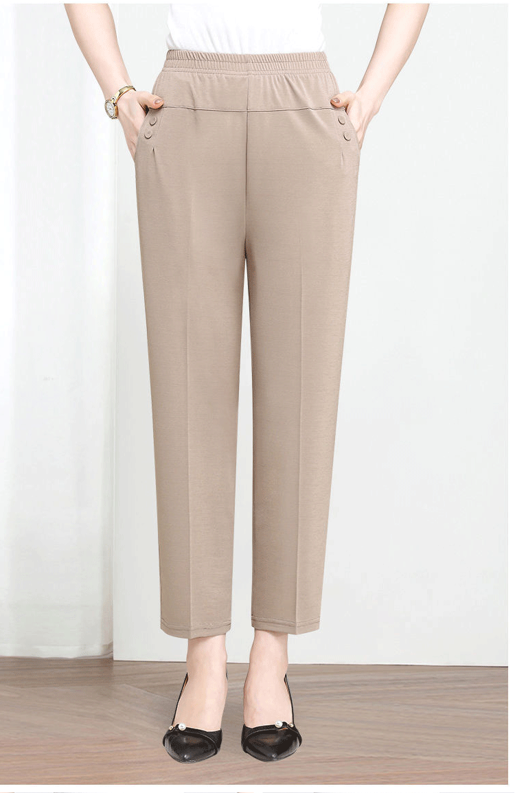 Stretch Elastic Waist Straight Casual Pants