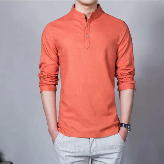 Casual Long Sleeves Cotton Linen Shirt For Men