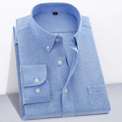 Men's Oxford Textile Pure Color Long Sleeve Shirt