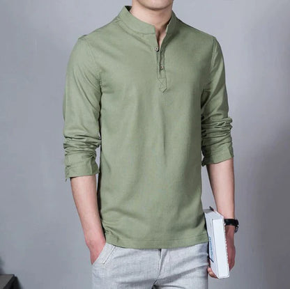 Casual Long Sleeves Cotton Linen Shirt For Men