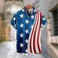 Men's Summer Short Holiday Beach Shirts 4th of July Print Shirt