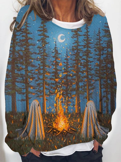 Retro Ghost Painting Candle Print T-Shirt