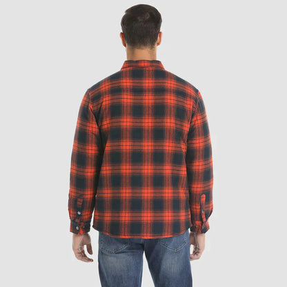 Men's Flannel Shirt Jacket Long Sleeve Quilted Lined Plaid Coat Button Down Thick Outwear for Winter