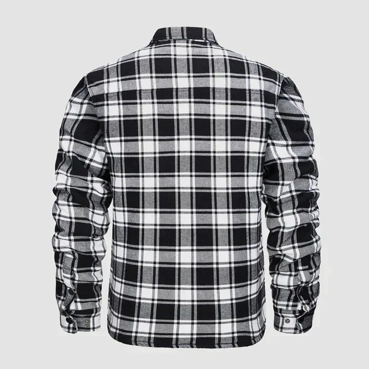 Men's Flannel Shirt Jacket Long Sleeve Quilted Lined Plaid Coat Button Down Thick Outwear for Winter