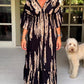 👗2 Pcs Get 10% OFF Extra Auto & Free Shipping🔥Casual Print V-Neck Waist Wrap Long Dress