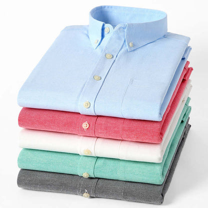 Men's Oxford Textile Pure Color Long Sleeve Shirt