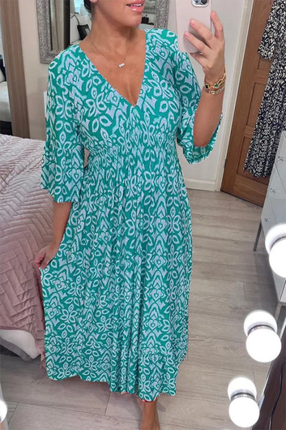 🔥Hot Sale - 40% OFF🔥Bohemian Casual Print V-neck Long Dress