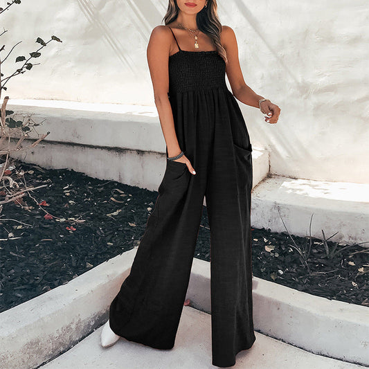 Ladies Gather Top Wide Leg Jumpsuit