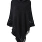 Ladies' Hooded Cape with Fringed Hem Crochet Poncho Knitting Patterns