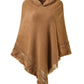 Ladies' Hooded Cape with Fringed Hem Crochet Poncho Knitting Patterns