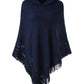 Ladies' Hooded Cape with Fringed Hem Crochet Poncho Knitting Patterns