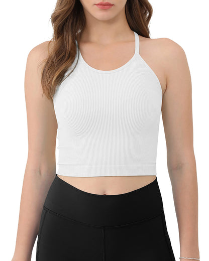 Women's Crop 3-Pack Washed Seamless Rib-Knit Camisole Crop Tank Tops