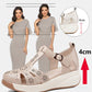 Women’s Hollow Wedge-heel Leather Sandals