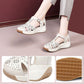 Women’s Hollow Wedge-heel Leather Sandals