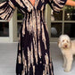 👗2 Pcs Get 10% OFF Extra Auto & Free Shipping🔥Casual Print V-Neck Waist Wrap Long Dress