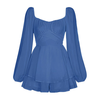 Solid Color Ruffle Romper