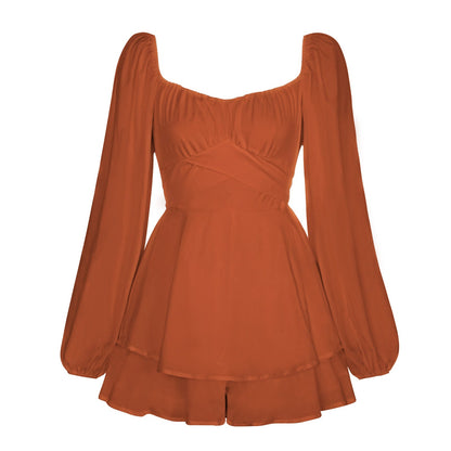 Solid Color Ruffle Romper