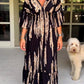 👗2 Pcs Get 10% OFF Extra Auto & Free Shipping🔥Casual Print V-Neck Waist Wrap Long Dress