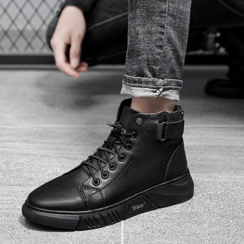 Black Warm Leather Boots