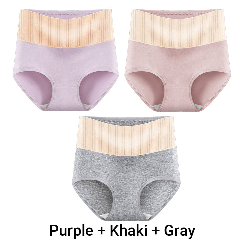 3pcs Women's High Waisted Breathable Antibacterial Soft Underwear