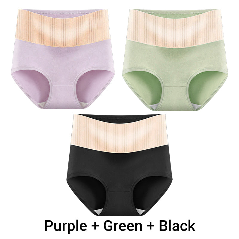 3pcs Women's High Waisted Breathable Antibacterial Soft Underwear