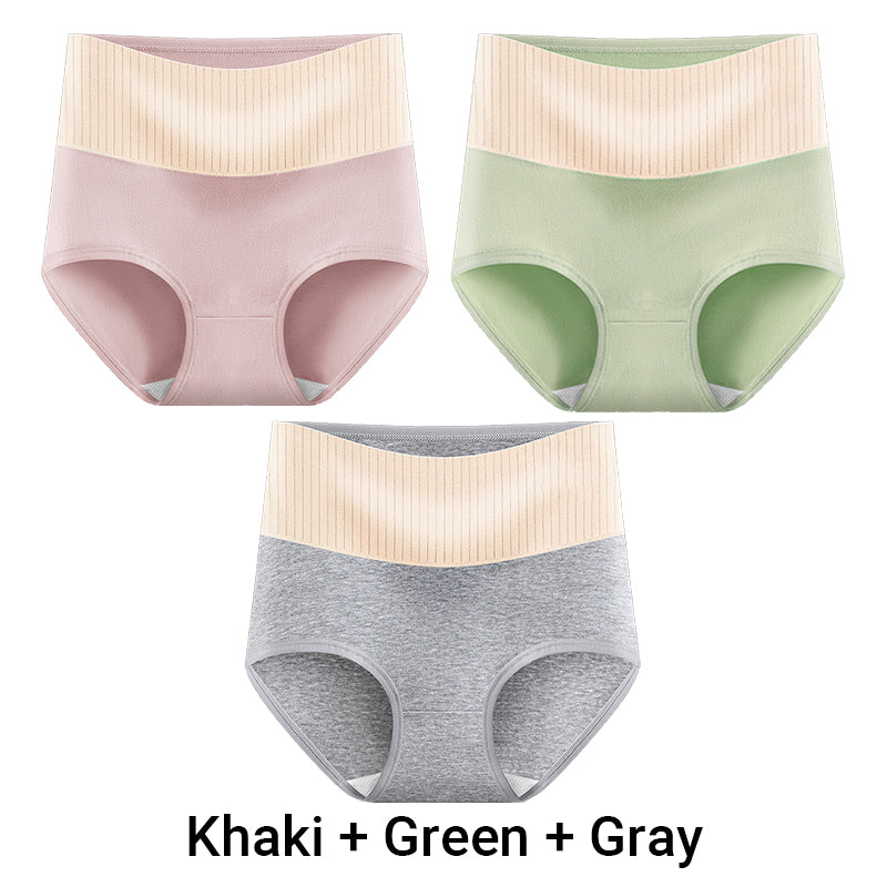 3pcs Women's High Waisted Breathable Antibacterial Soft Underwear