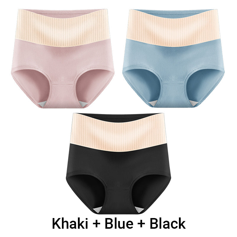 3pcs Women's High Waisted Breathable Antibacterial Soft Underwear