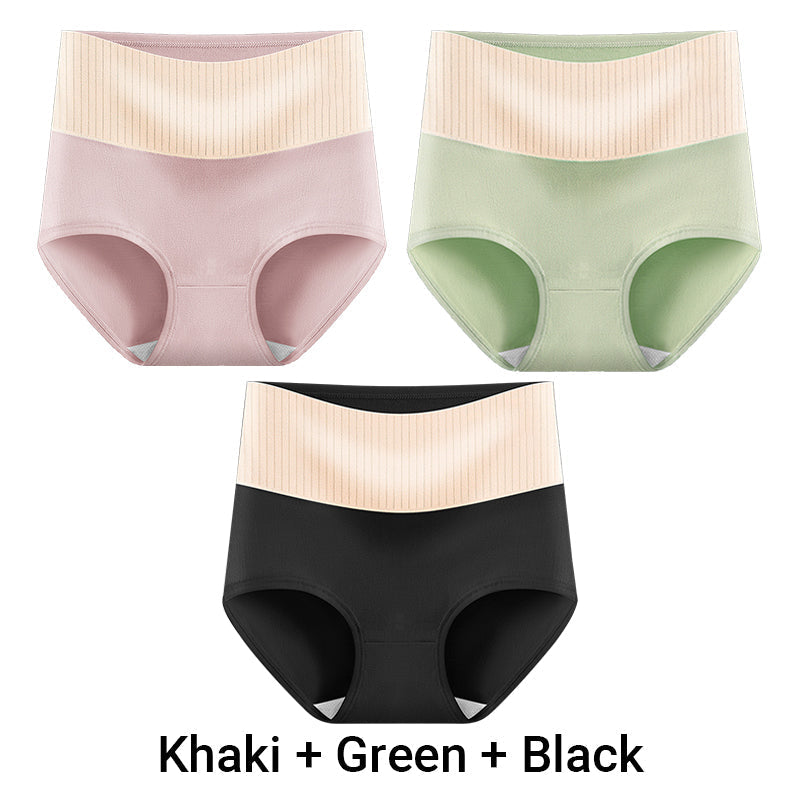 3pcs Women's High Waisted Breathable Antibacterial Soft Underwear