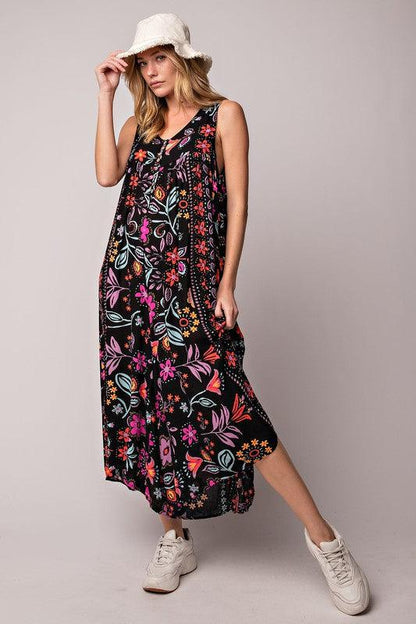 🌸Vintage floral print loose sleeveless jumpsuit👍2 Pcs FREE SHIPPING