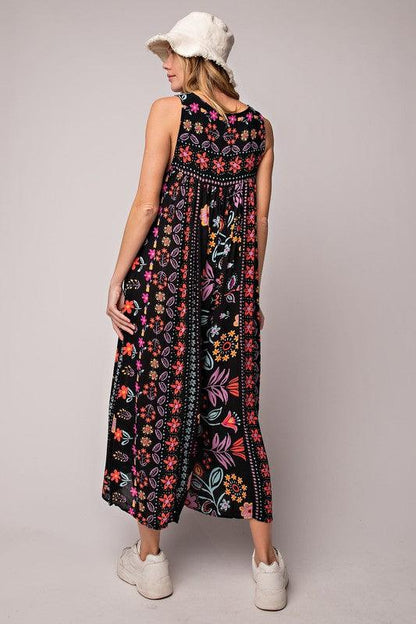 🌸Vintage floral print loose sleeveless jumpsuit👍2 Pcs FREE SHIPPING
